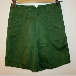 Vintage Green High Rise Cotton Shorts Size 26/27